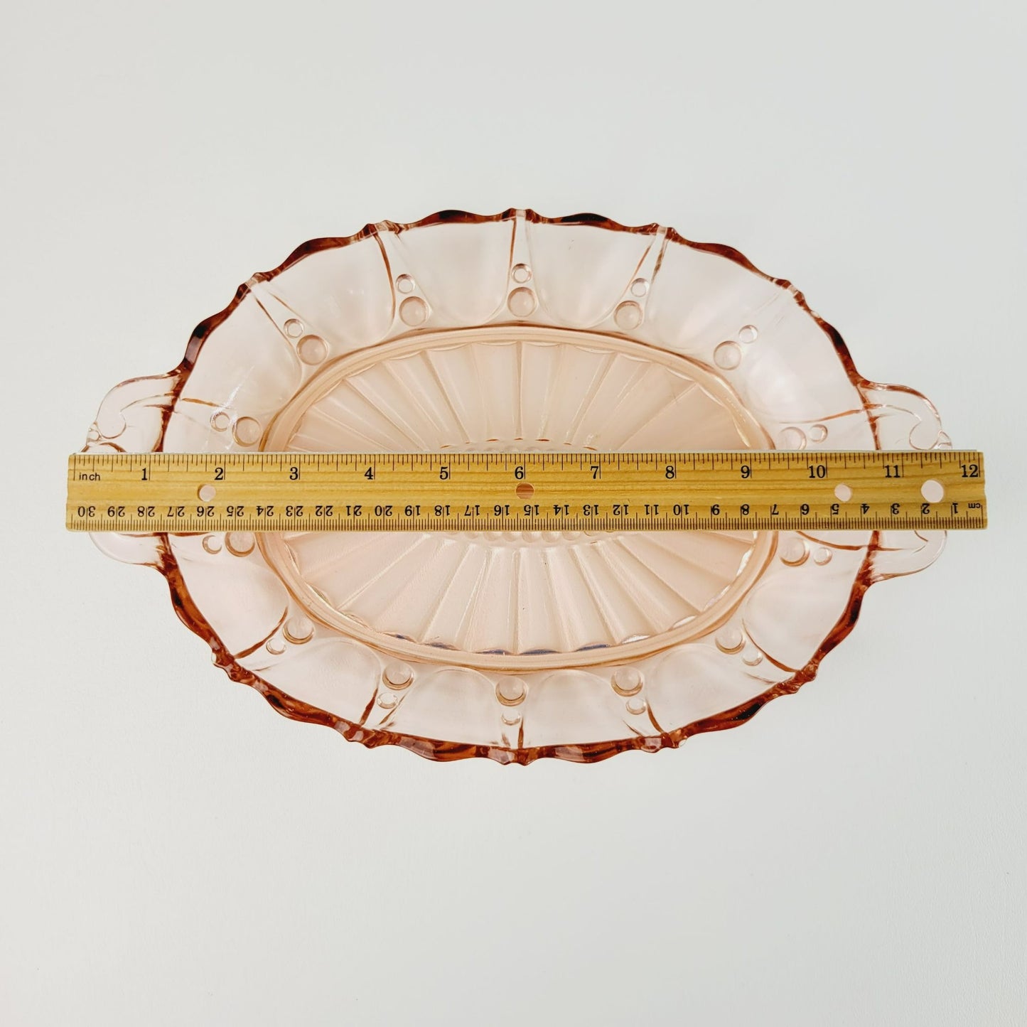 Anchor Hocking Pink Oyster & Pearl Relish Tray, c.1938-40 USA