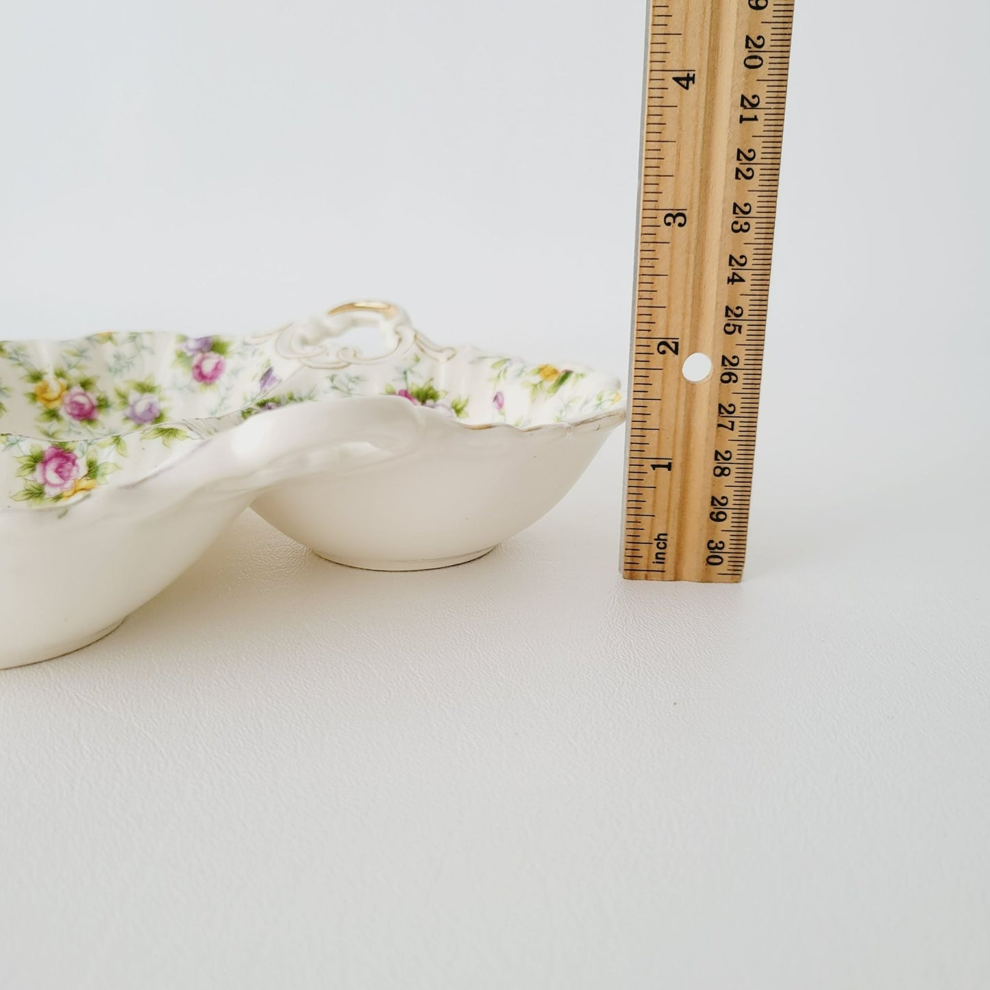 Hand Painted Floral Chintz Divided Candy Nut Dish, Made in  Japan