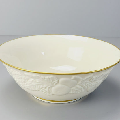Lenox Fruits of Life 9" Serving Bowl, Embossed w/ Gold Trim, Made in USA