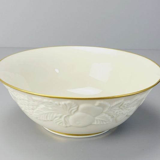 Lenox Fruits of Life 9" Serving Bowl, Embossed w/ Gold Trim, Made in USA