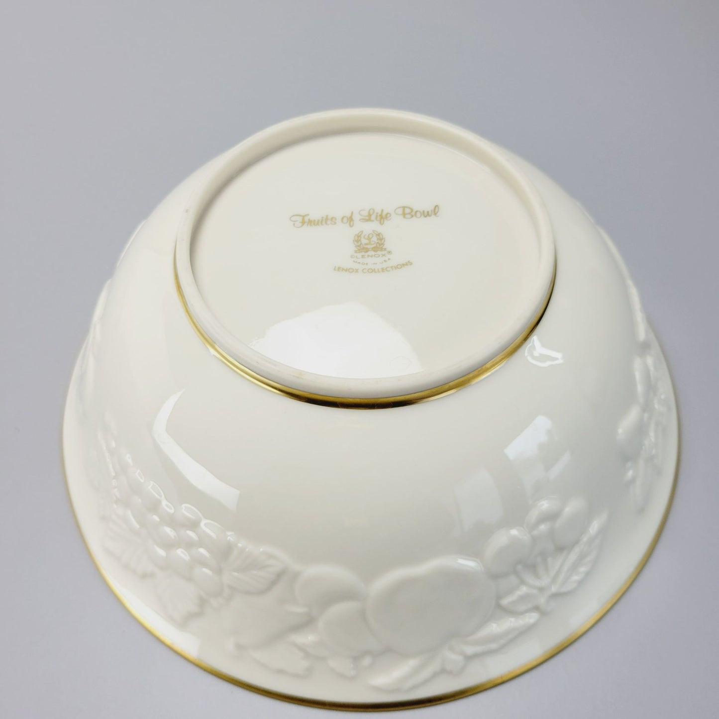 Lenox Fruits of Life 9" Serving Bowl, Embossed w/ Gold Trim, Made in USA