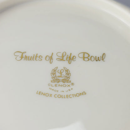 Lenox Fruits of Life 9" Serving Bowl, Embossed w/ Gold Trim, Made in USA