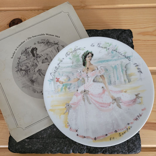 D'arceau Limoges French Collectors Plate c.1978, Scarlet in Crinoline - The Inaccessible Woman 1865,