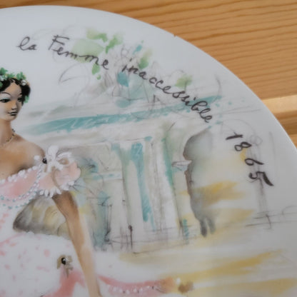 D'arceau Limoges French Collectors Plate c.1978, Scarlet in Crinoline - The Inaccessible Woman 1865,