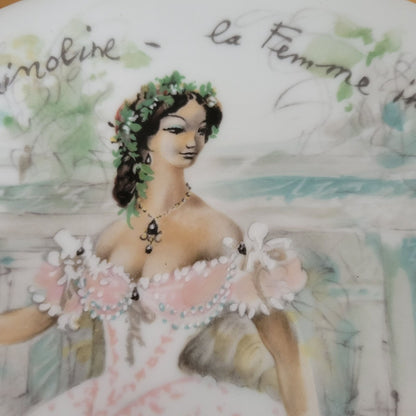 D'arceau Limoges French Collectors Plate c.1978, Scarlet in Crinoline - The Inaccessible Woman 1865,