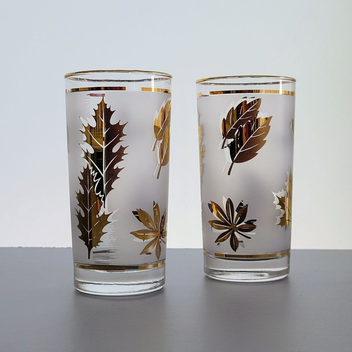 Libbey Golden Foliage Tumbler Set of 2, c.1950s-70s USA