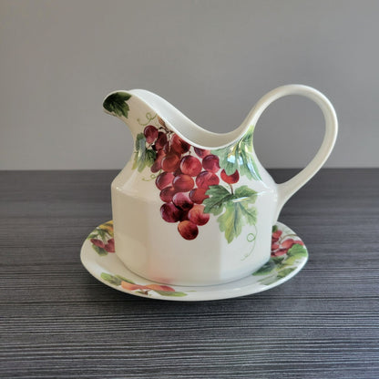 Royal Doulton Vintage Grape Gravy Pitcher & Underplate, c1990s England