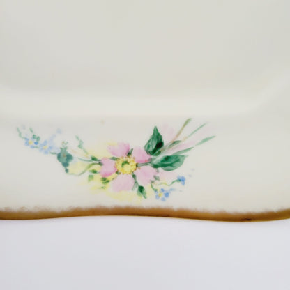 Rare Rosenthal Antique Floral Creamer, Sugar Bowl & Tea Tray, Hand Painted, c.1891-1906 Germany