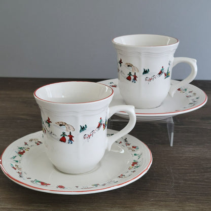 Farberware White Christmas Cup & Saucer, 2 Sets