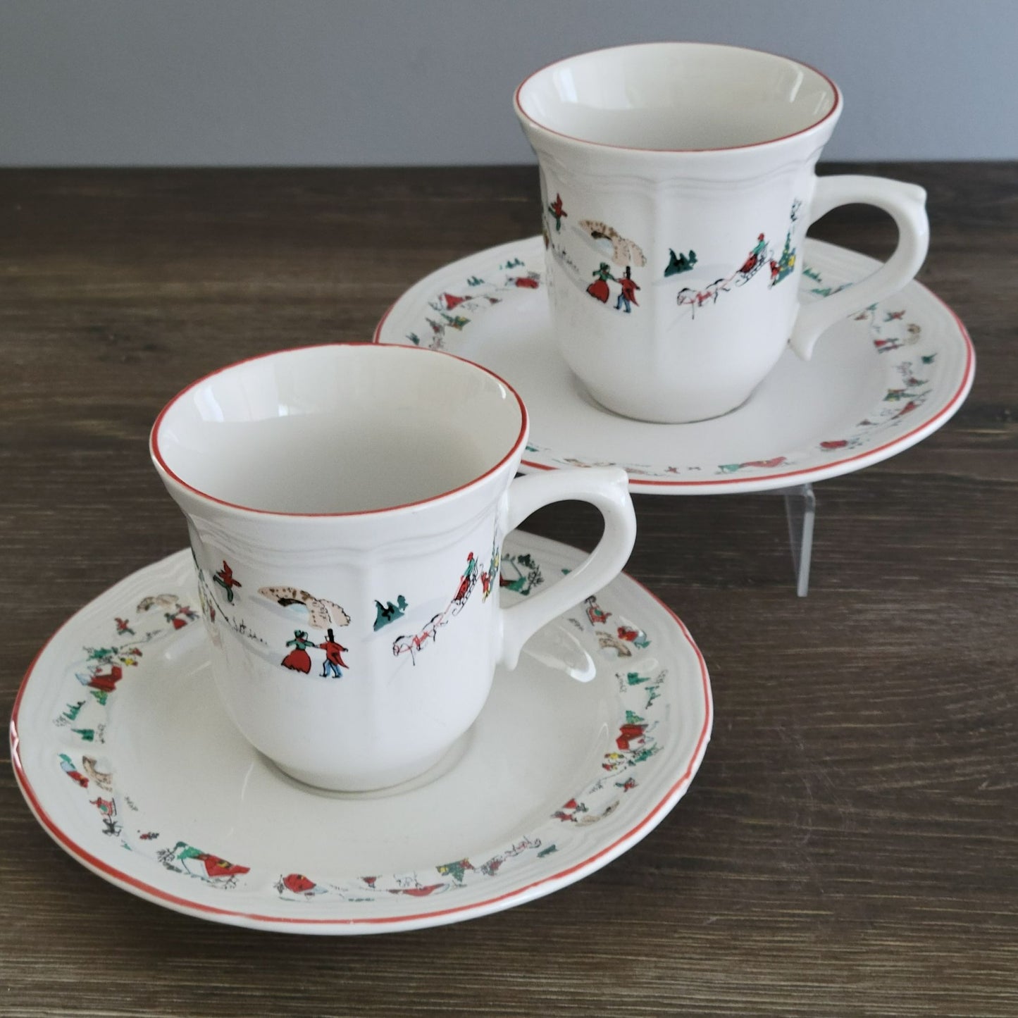 Farberware White Christmas Cup & Saucer, 2 Sets