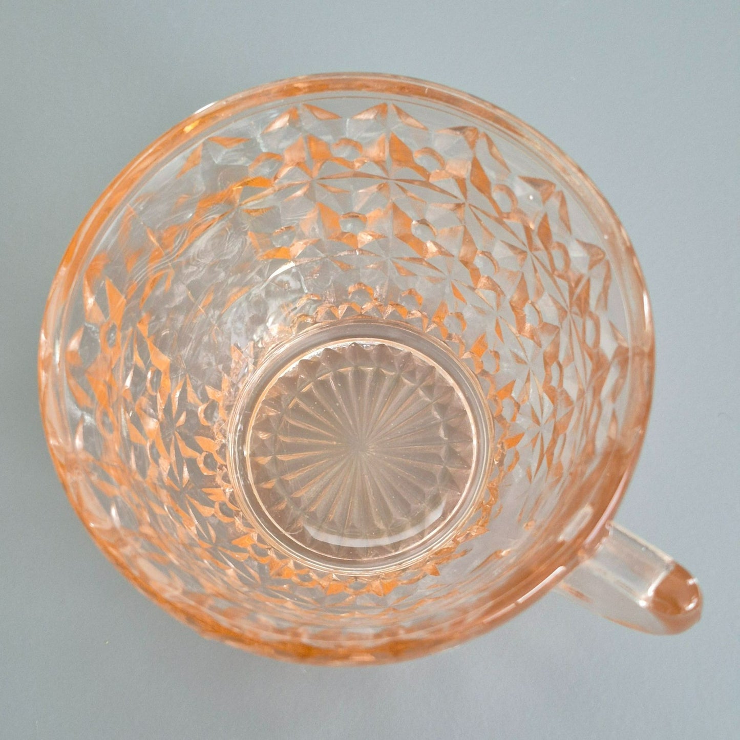 Jeannette "Holiday Pink" Glass Cup & Saucer, 2 Sets, c.1940-60s USA