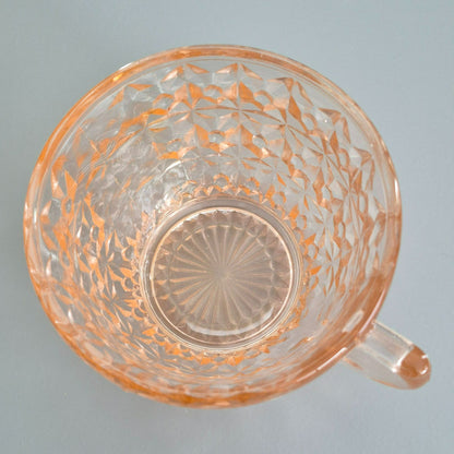 Jeannette "Holiday Pink" Glass Cup & Saucer, 2 Sets, c.1940-60s USA