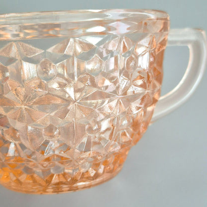 Jeannette "Holiday Pink" Glass Cup & Saucer, 2 Sets, c.1940-60s USA