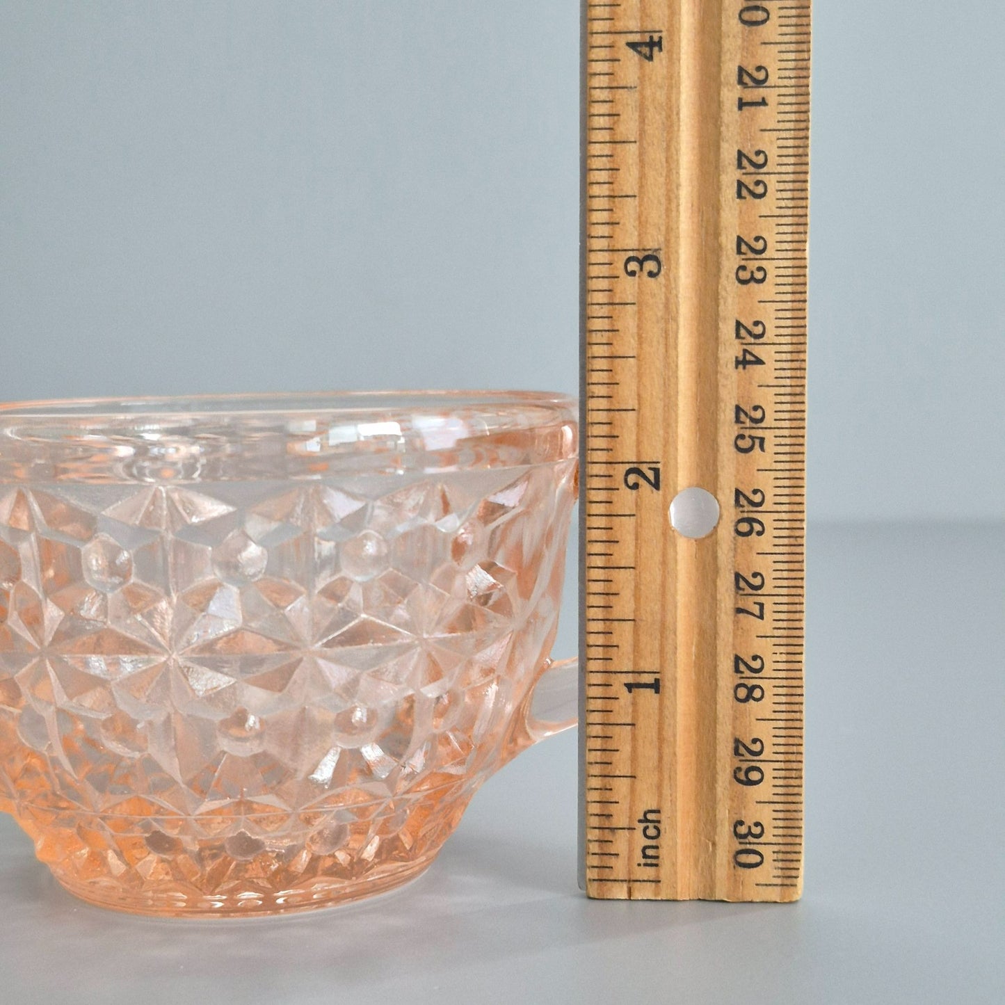 Jeannette "Holiday Pink" Glass Cup & Saucer, 2 Sets, c.1940-60s USA