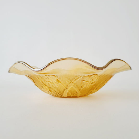 Jeannette Glass Co. Iris & Herringbone Ruffled Bowl, USA Made