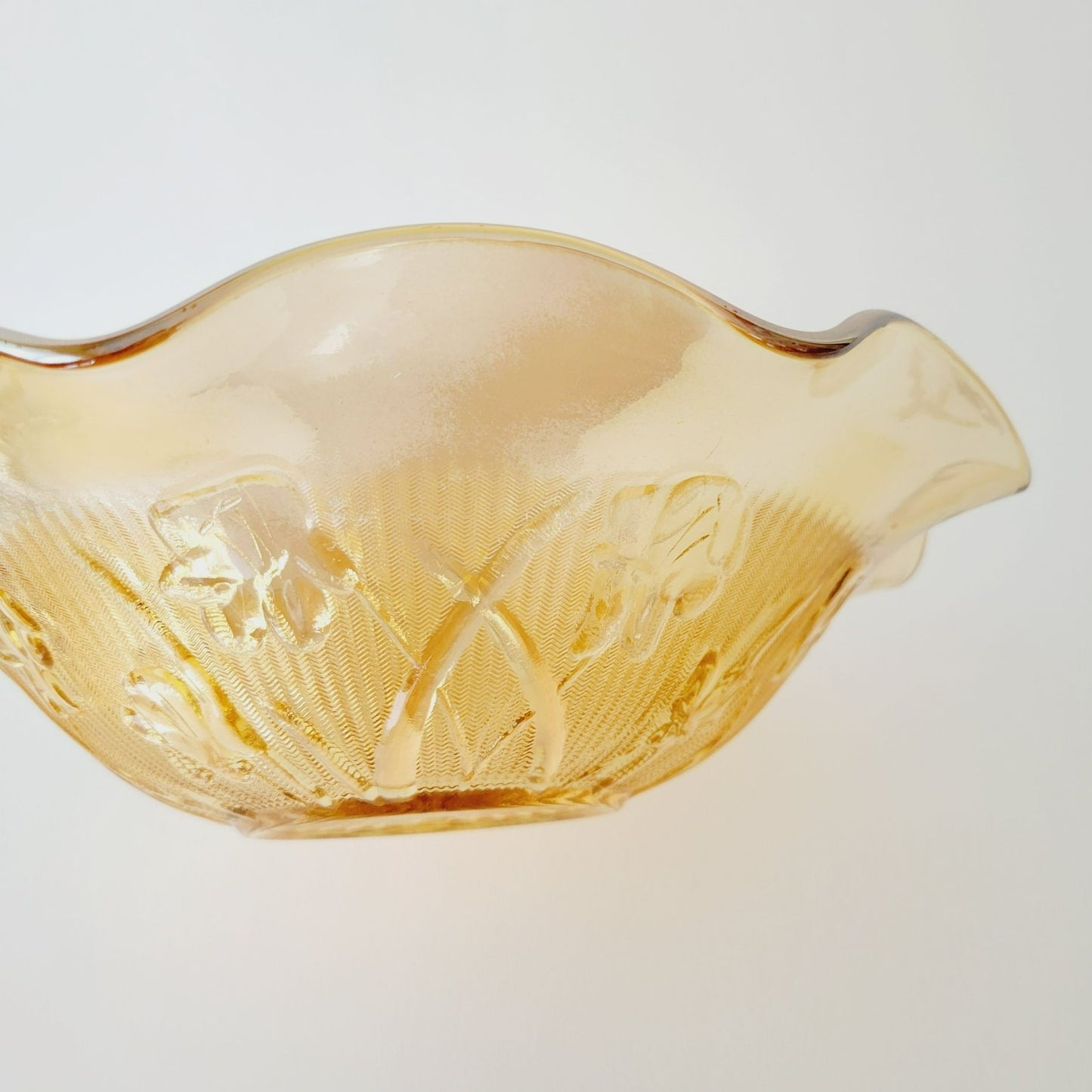 Jeannette Glass Co. Iris & Herringbone Ruffled Bowl, USA Made