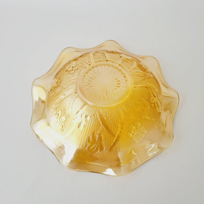 Jeannette Glass Co. Iris & Herringbone Ruffled Bowl, USA Made