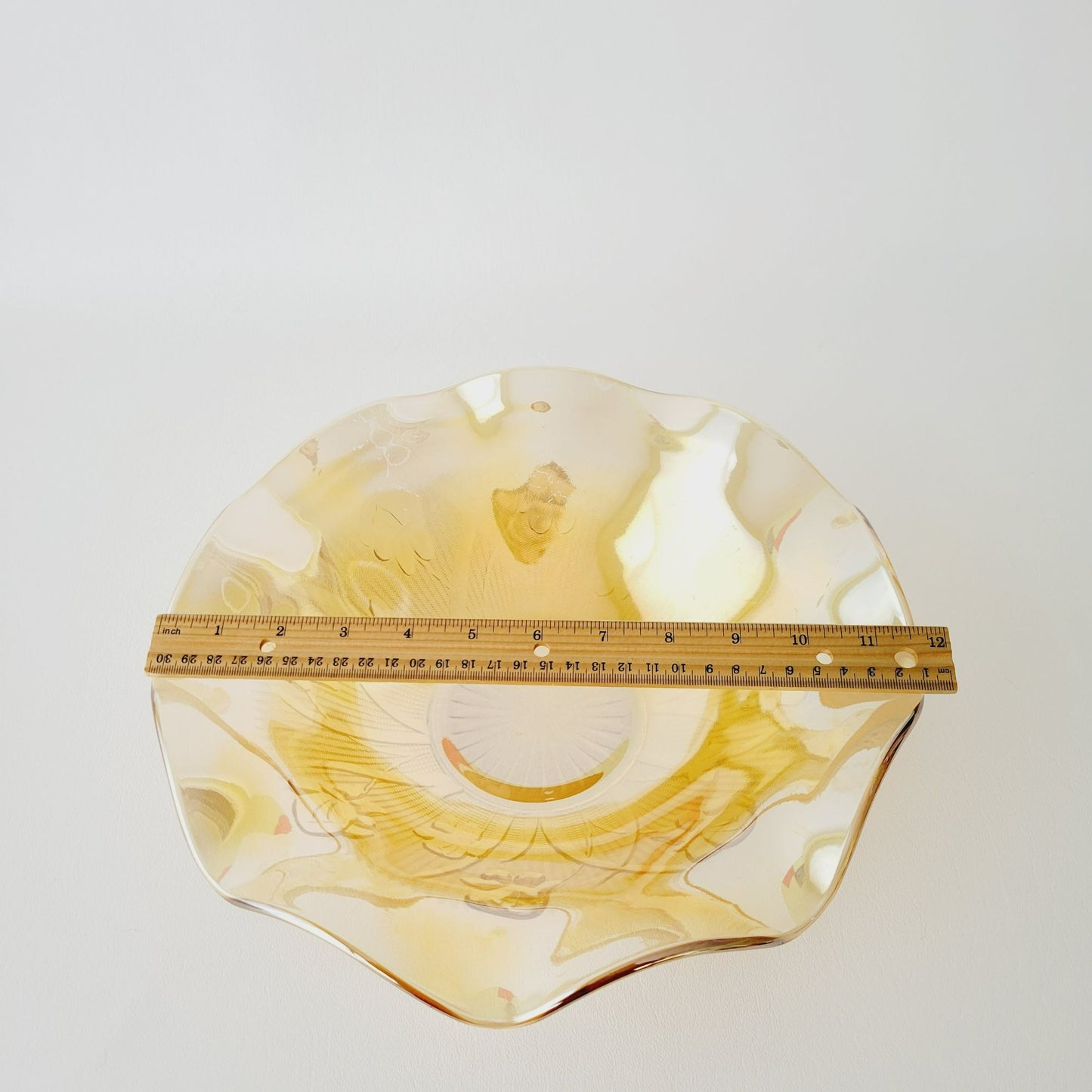Jeannette Glass Co. Iris & Herringbone Ruffled Bowl, USA Made