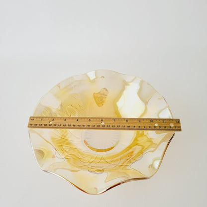 Jeannette Glass Co. Iris & Herringbone Ruffled Bowl, USA Made