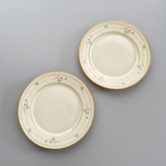 Lenox "Rose Manor Pink" Bread Plate, Set of 2, c.1985-99 USA