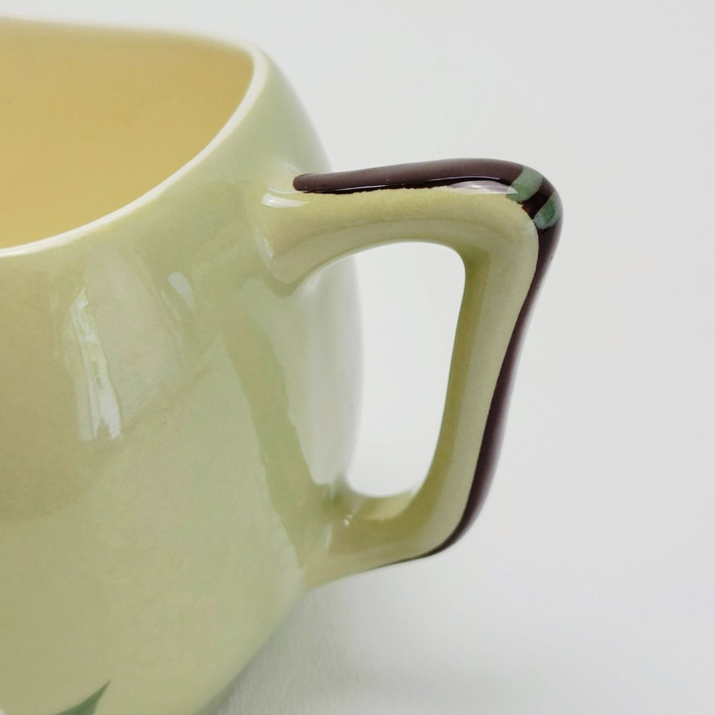 Mid Century Modern Green Floral Square Creamer & Sugar Bowl by Weil Ware, Blossom Celadon, c.1946-55 USA