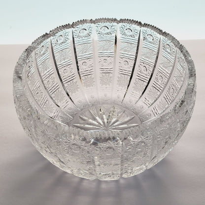 Queen Lace Cut Crystal 8" Centerpiece Bowl, Intricate Star Pattern Design, Made in Bohemia