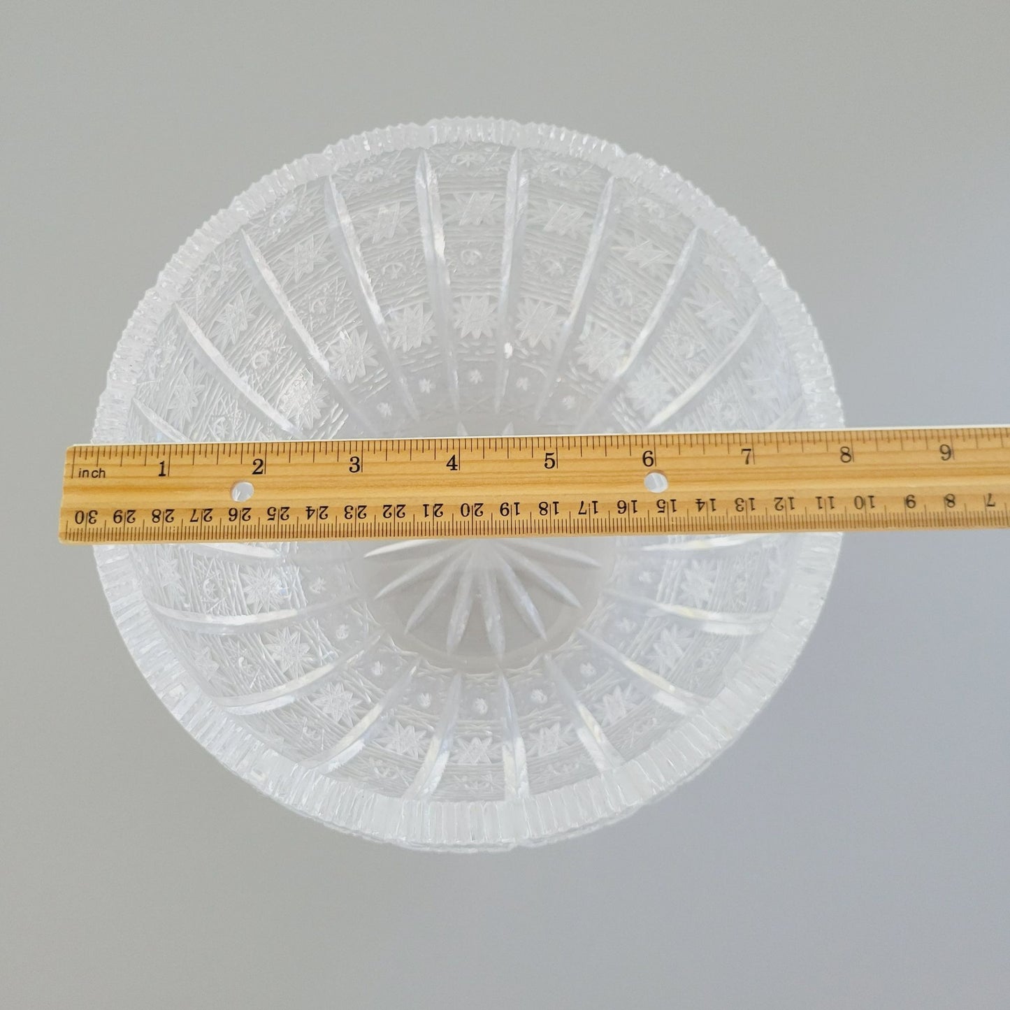 Queen Lace Cut Crystal 8" Centerpiece Bowl, Intricate Star Pattern Design, Made in Bohemia