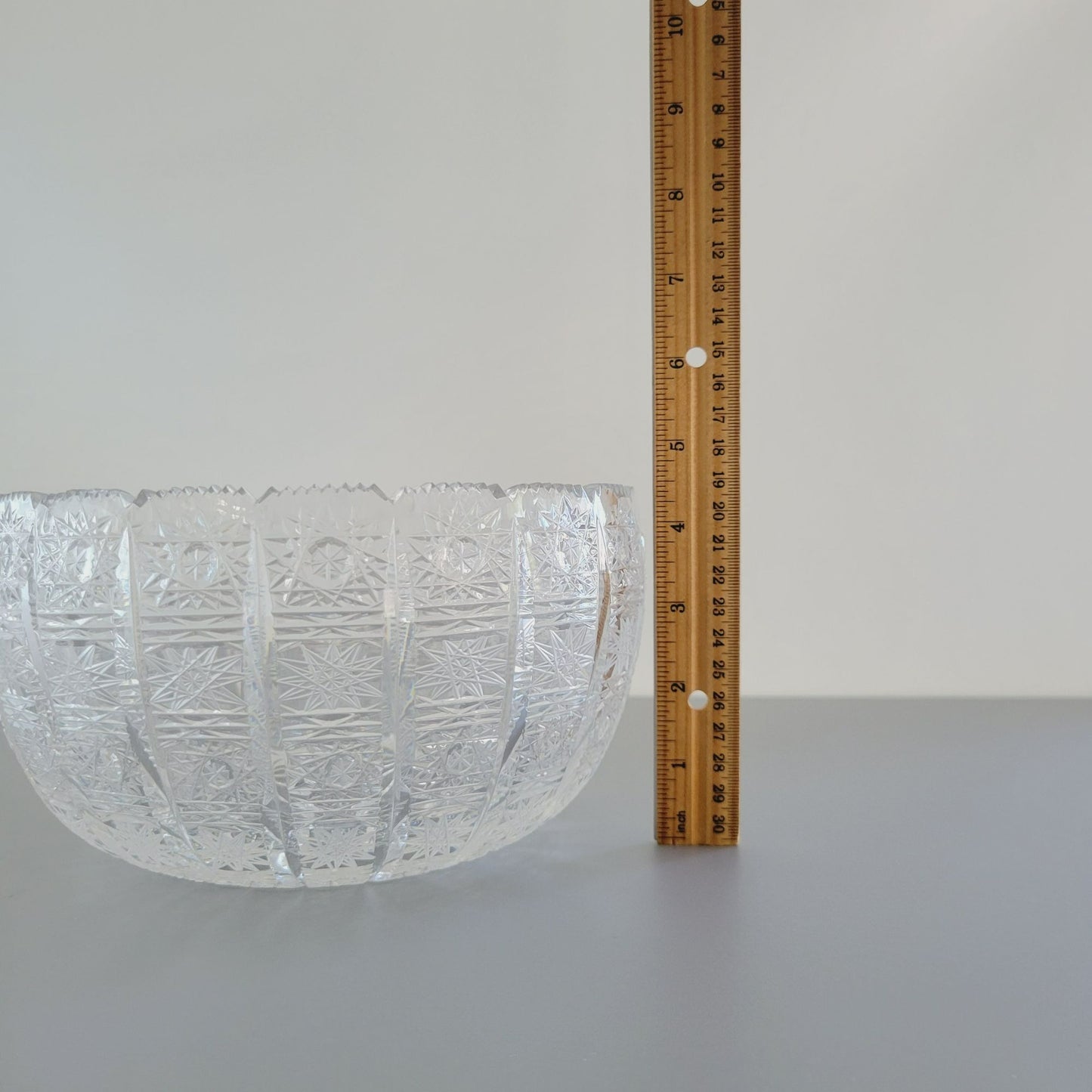 Queen Lace Cut Crystal 8" Centerpiece Bowl, Intricate Star Pattern Design, Made in Bohemia