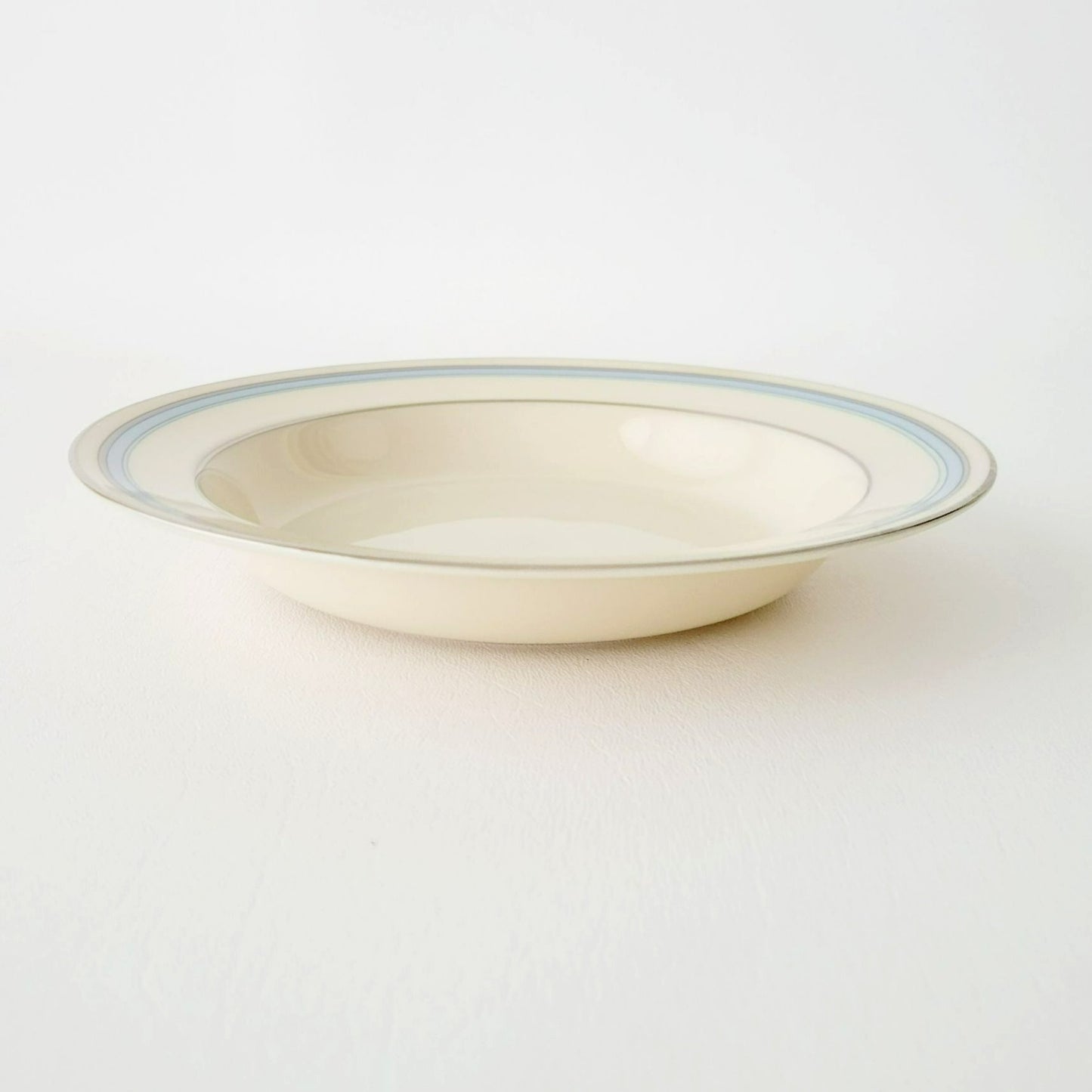 Lenox Bradford Rimmed Soup Bowl, Platinum Trim, c1980s USA