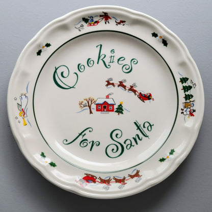 Pfaltzgraff Snow Village Cookies For Santa Plate, c.1990s