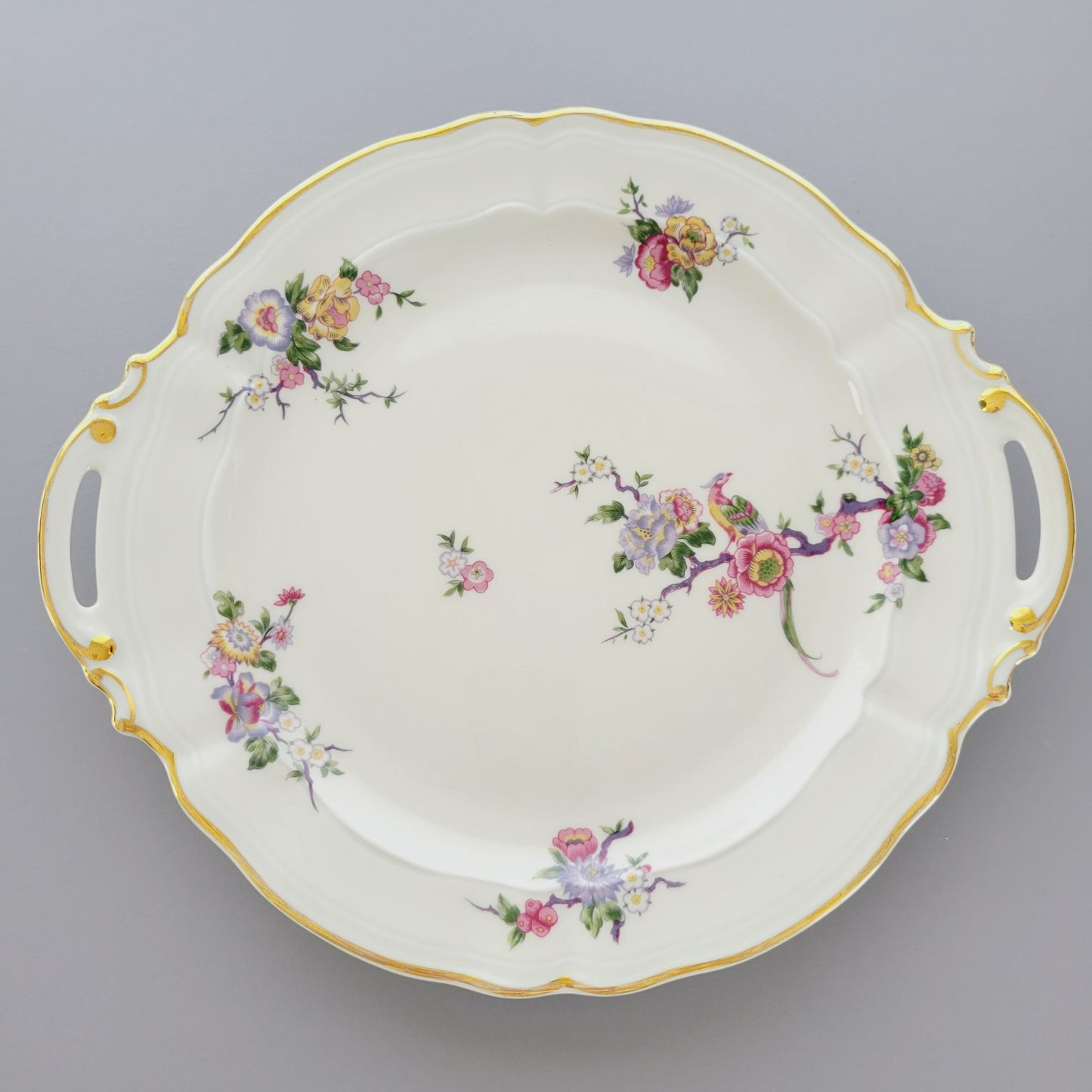 Bernardaud Limoges "Bangali" Handled Cake Plate, Made in France