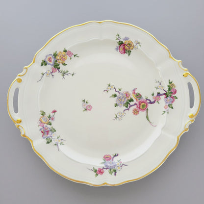 Bernardaud Limoges "Bangali" Handled Cake Plate, Made in France
