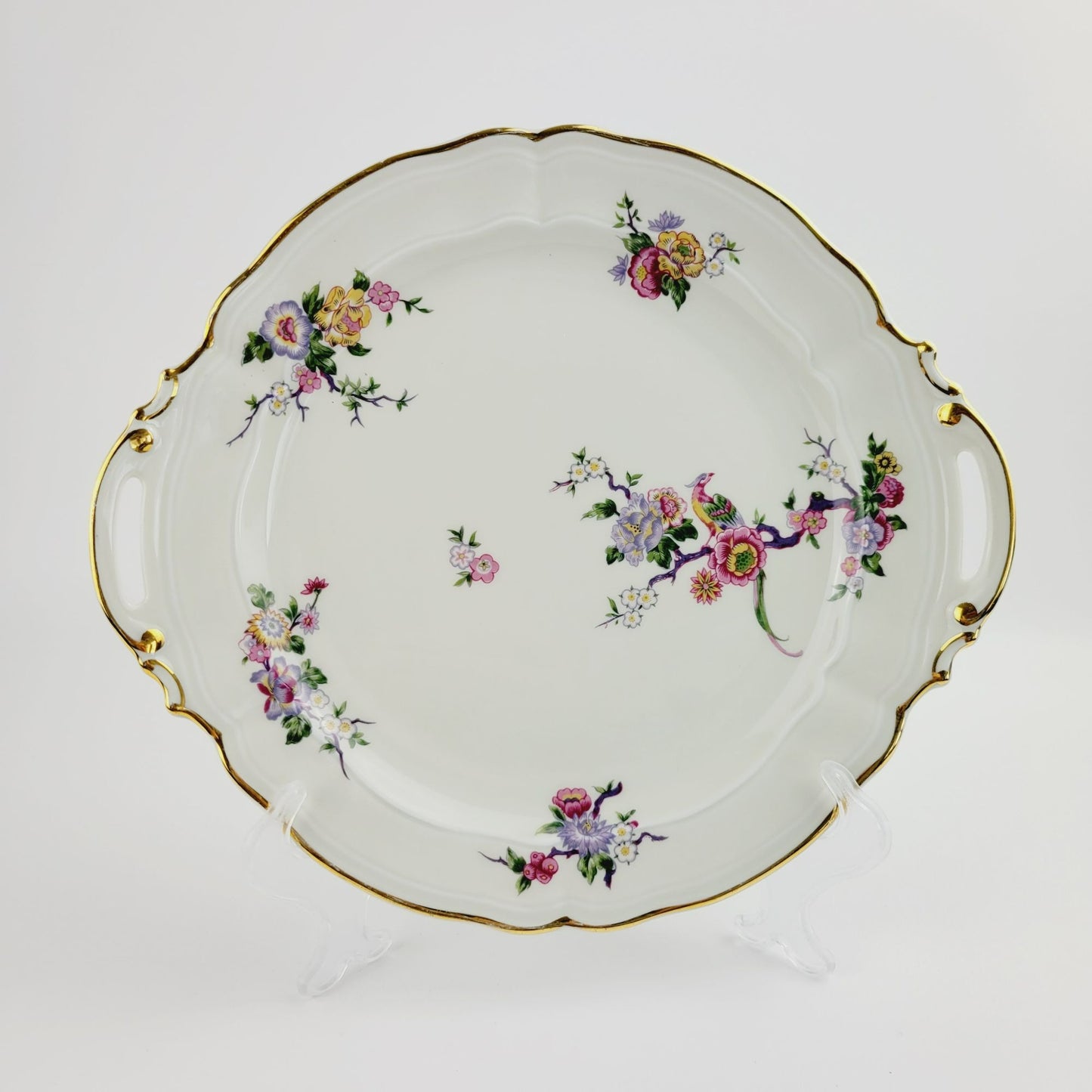 Bernardaud Limoges "Bangali" Handled Cake Plate, Made in France