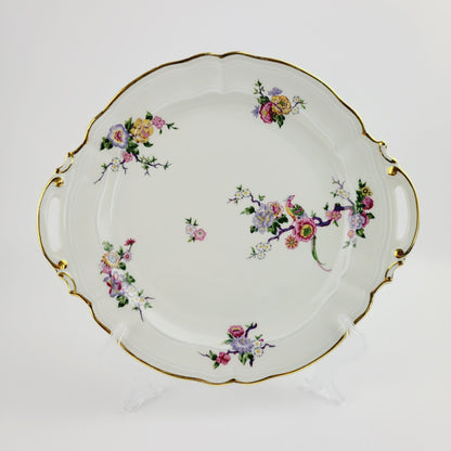 Bernardaud Limoges "Bangali" Handled Cake Plate, Made in France