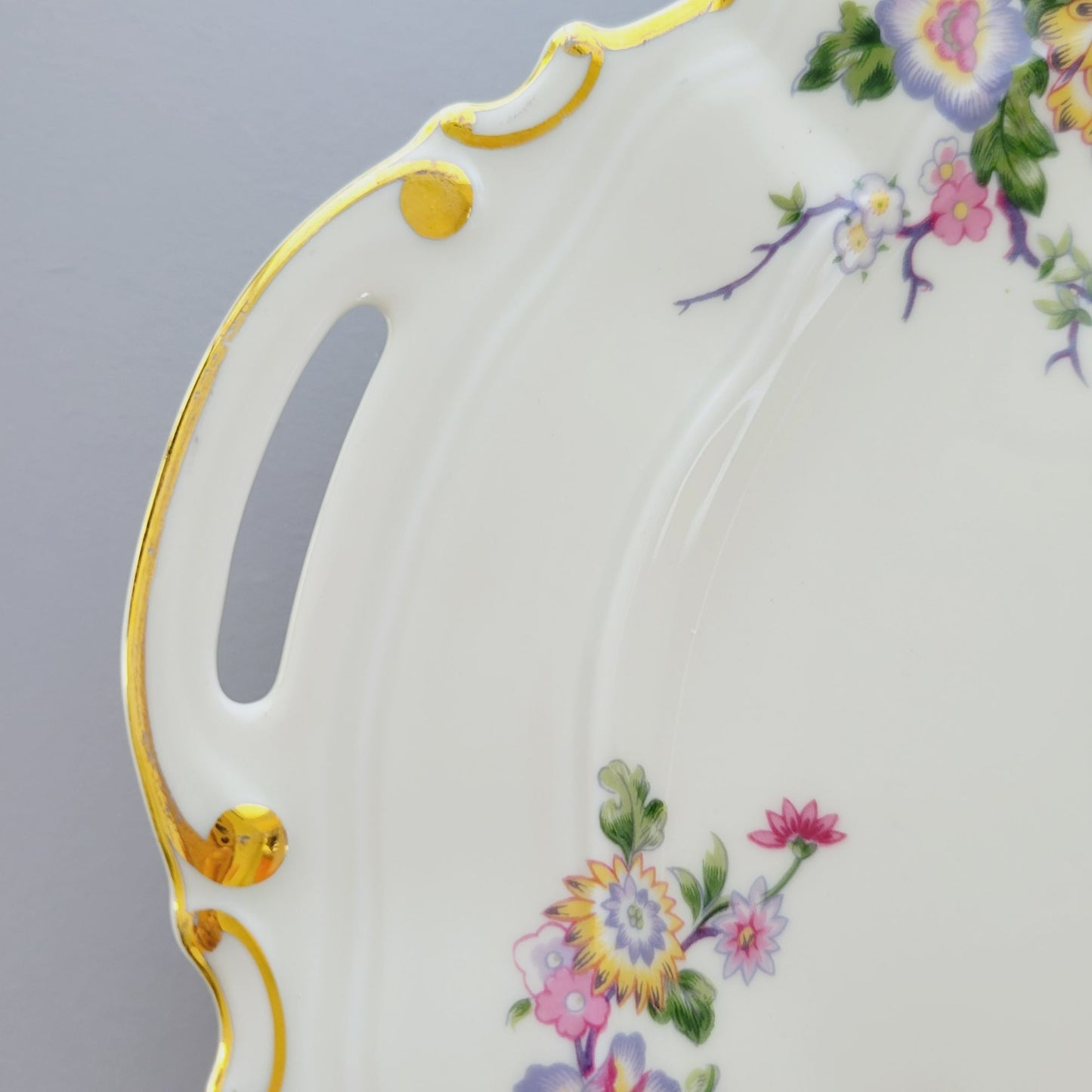 Bernardaud Limoges "Bangali" Handled Cake Plate, Made in France