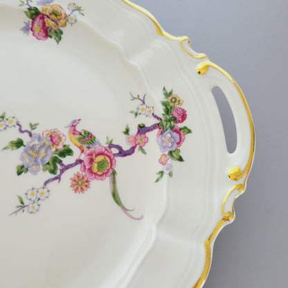 Bernardaud Limoges "Bangali" Handled Cake Plate, Made in France