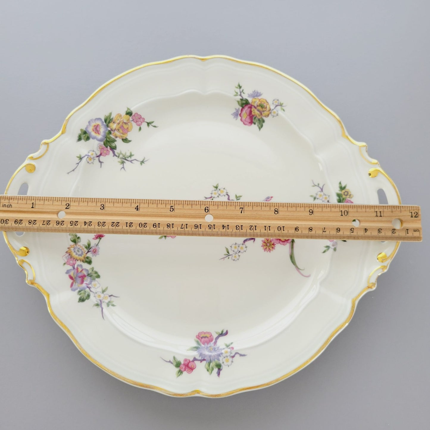 Bernardaud Limoges "Bangali" Handled Cake Plate, Made in France