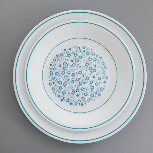 Corelle Blue Heather Dinner & Salad Plate Set of 2, c.1977-81 USA Made